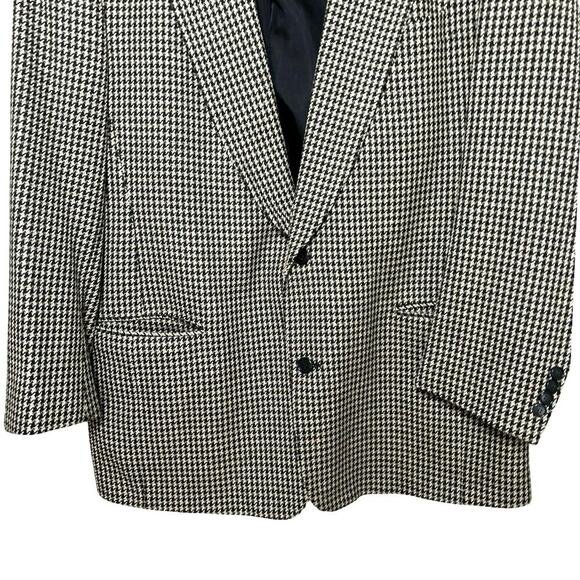 Donna Karan Men’s 100% Wool Houndstooth Blazer Black/Brown Size 46 Regular - Picture 5 of 8